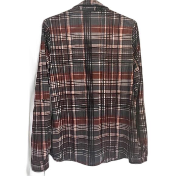Urban Girl Plaid Shirt XL Brown Burgundy Button Up Y2K Fall Layering Grunge - Picture 2 of 10
